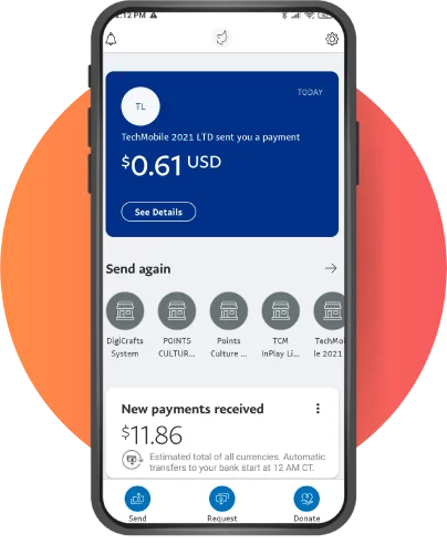 Comprobante de pago de la aplicación Play & Earn de Paypal