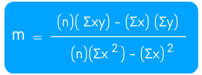 Fórmula para calcular la pendiente en el pronóstico de ventas por regresión lineal